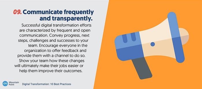 Digital Transformation Best Practices: Communicate frequently and transparently.